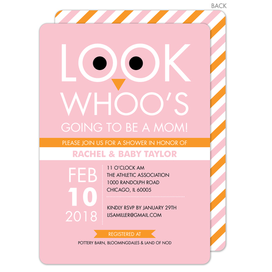 Pink Owl Shower Invitations